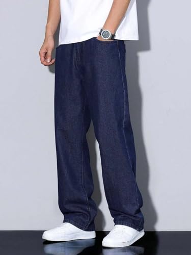 Image of KOTTY Mens Solid|Mid Rise| Coin Pocket|Button|Ankle Length|Loose Fit|5 Pocket Jeans for Mens