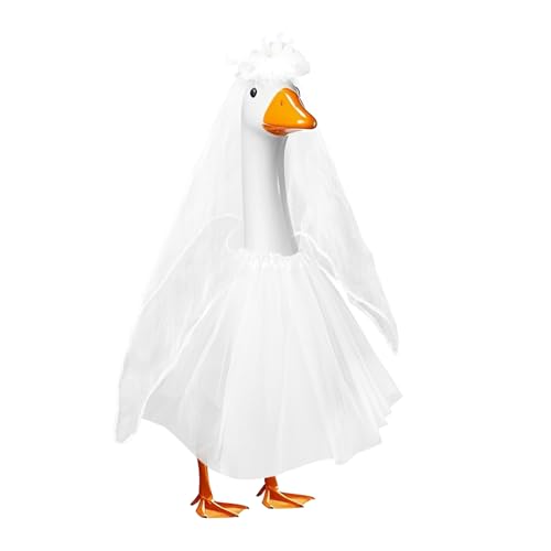 BOXOB Porch Goose Outfits Wedding, White Mesh Yarn Porch Goose Wedding Dress Clothes Costume Festivals Costume Fits Large 23in Statue Decorative Favors Gift