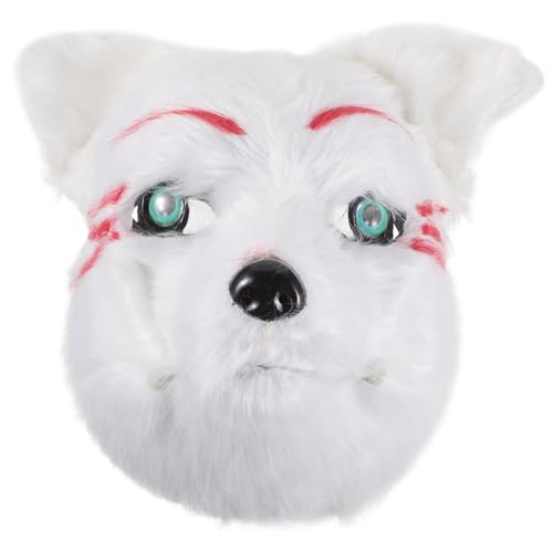 Masque Halloween demi-visage loup en fourrure avec machoire articulée pour cosplay