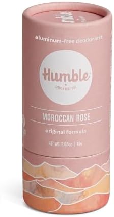HUMBLE BRANDS Original Formula, Plastic-Free, Aluminum-free Deodorant Long Lasting Odor Control with Baking Soda and Essential Oils, Moroccan Rose