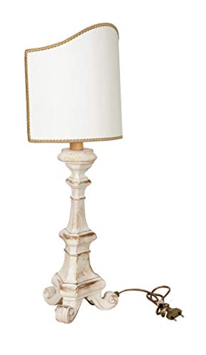 MATERIALE - La lampada da tavolo vintage è interamente realizzata in legno con paralume in tessuto. Inoltre è fornita già elettrificata