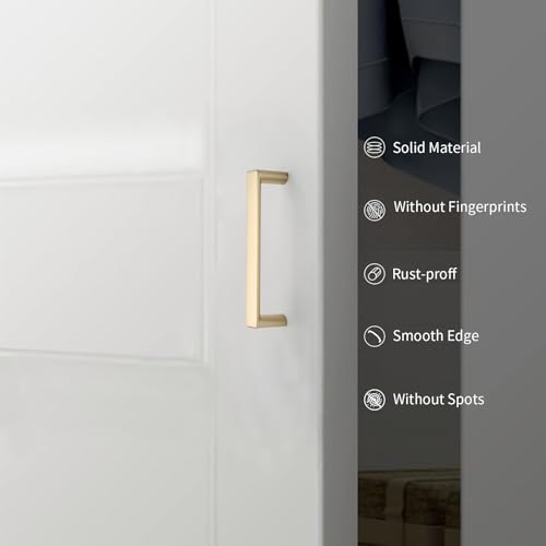 Image of 10 Pack 3.75 Inch(96mm) Kitchen Cabinet Handles Brushed Gold Cabinet Pulls Kitchen Cabinet Hardware Drawer Pulls for Dresser Cupboard Wardrobe