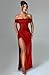 Memoriesea Women's Elegant Off Shoulder High Split Bodycon Evening Wedding Maxi Dress Red