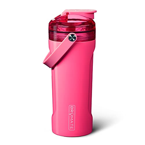 BrüMate MultiShaker Blender Shaker Bottle, Gym Gift | 100% Leakproof Insulated Stainless Steel Shaker Bottle | Protein Shaker Bottle, and Pre Workout Bottle for the Gym | 26oz (Neon Pink)