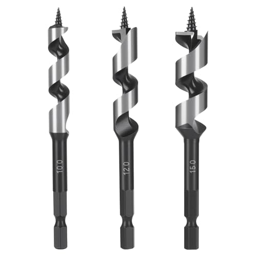 ROGAPER 木工用ドリルビット 3本セット(10.0/12.0/15.0mm)ドリル刃 ドリルセット 穴あけドリル 電動ドリルビット 中炭素鋼 六角軸 木工、軽金属、コンパネ、合成樹脂、プラスチックに適用