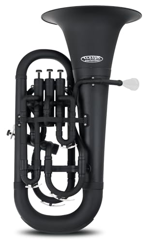 Classic Cantabile MardiBrass KEU-30MS Bb Euphonium aus ABS-Kunststoff - 4 Perinet-Ventile 3+1 Aluminium - sehr leicht 2,0 kg - Schallbecher 315 mm - Gigbag Mundstück Reinigungstuch - Schwarz matt