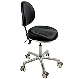 Forward Tilting Seat & Medical Leather Dentist Chair with Locking Rubber Casters – Ergonomic Dental Stool with Back for Hygienist or Doctor, Adjustable Back Height&Tilt for Lab Exam Use
