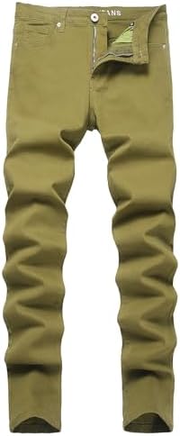 ABSECAI Mens Jeans Pants Skinny Slim Fit Comfy Fashion Denim Stretch Fit Avocado Green 36