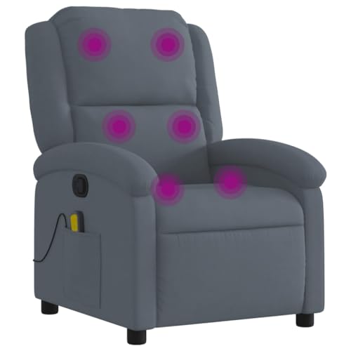 IKAYAA Sillón Masaje Reclinable Sillón Masaje Eléctrico Sillon Relax Reclinable Sillon Reclinable Manual Sillón Relax de Terciopelo, con Prácticos Bolsillo, Gris Oscuro - imagen 2