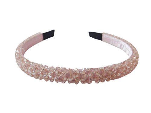 Vogue Hair Accessories Women's Plastic Crystal Beaded Hairband for Women and Girls, Pack of 1 - Pink