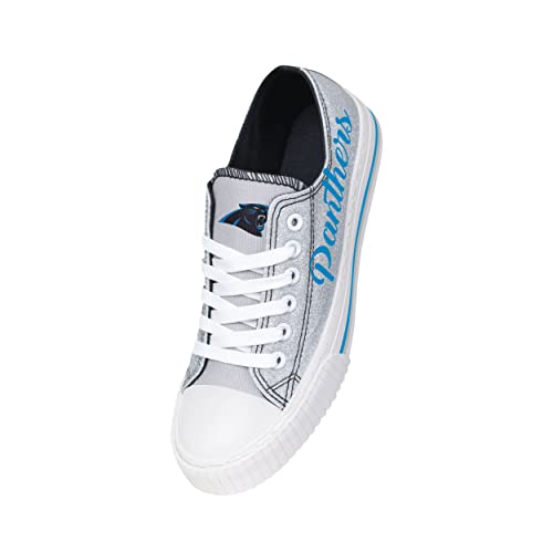 Image of FOCO Womens NFL Team Logo Ladies Fashion Color Glitter Low Top Canvas Sneakers Shoes
