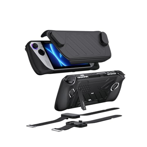 JSAUX ModCase for ROG Ally with Detachable Front Shell, Protective Case, Metal Holder and Strap, Compatible with ASUS ROG Ally Accessory Base Set, Black-PC0109