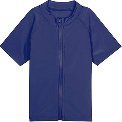 SwimZip UPF 50+ Short Sleeve Rash Guard for Boys and Girls - Baby, Toddler, Kids Navy Blue Cover