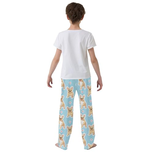 Boys' Pants Cute French Bulldog Blue Long Bottoms Jogger Pants Elastic Waist Trousers with Pockets S-XL 5