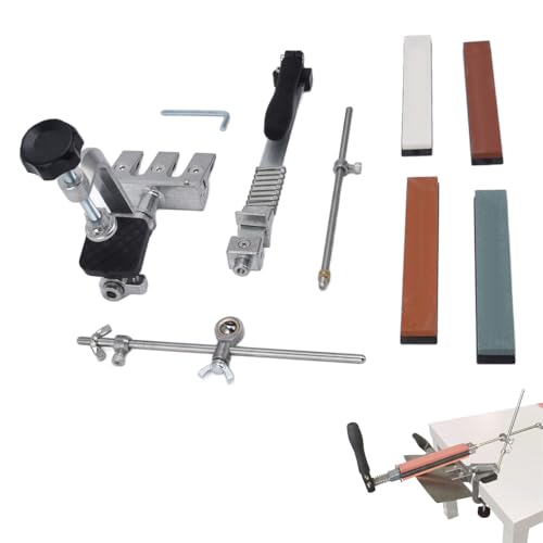 REHOO PRO RH-006 Knife Sharpener with 4 Grindstone, Constant Angle Fixed Kitchen Chef Knife Sharpening Kit for Home Kitchen