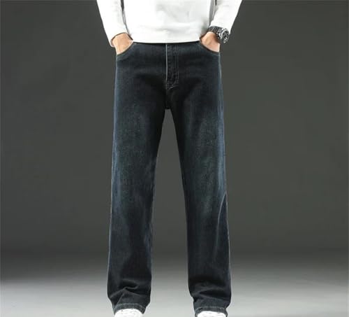 Men Loose Fit Wide Leg Denim Pants Business Casual Straight Jeans Spring Versatile Office Trousers3