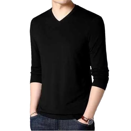 Winter Men's Knitted V-Neck Pullover Sweater Long Sleeve Solid Color Casual Warm Large Size Tops