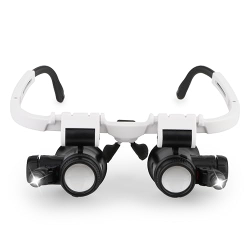 Handsfree Magnifying Glass Headband Magnifier with 2 LED Lights 8X 15X 23X Magnification Head-Mounted Loupe for Close Work, Jewelry, Jewelers, Sewing, Crafts, Hobbies, Coin, Maps, Watch Repair