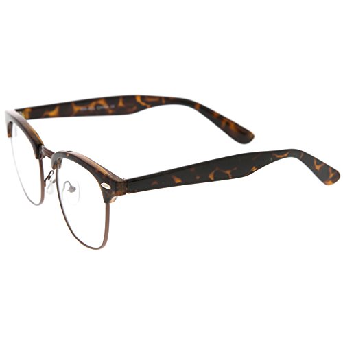 zeroUV Retro Square Clear Lens Horn Rimmed Half-Frame Eyeglasses 50mm3