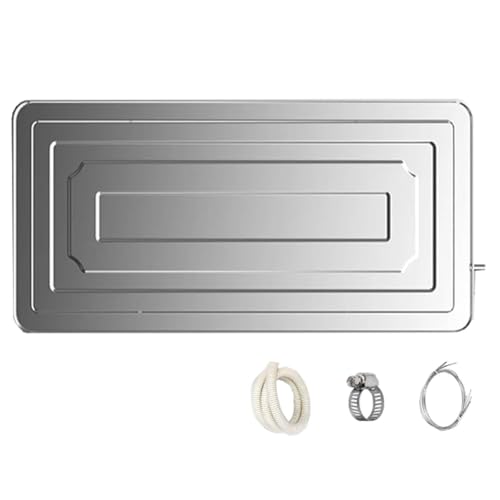 Vaschetta Raccogli-gocce per Condizionatore in Acciaio Inox Portatile con Scarico, Vaschetta Raccogli-condensa a Prova di Perdite con Kit per Interna ed Esterna(84x38x3cm/33x15x1.2in)