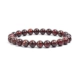XXCLW 2 Pcs Natural Stone Beads Bracelet For Women Men Amethysts Crystal Quartzs Aquamarines Jades Jewelry Agates Elastic Bangle Bracelets(8mm beads_Bloodstone)