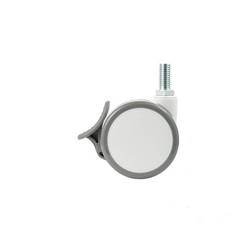 4 Stück 2,5" medizinische Lenkrollen - Doppelreihig schwenkbar mit Feststellbremse, M8/M10/M12-Befestigungen for medizinische und kosmetische Geräte (Tragfähigkeit 110 kg)(M12x20-brake)