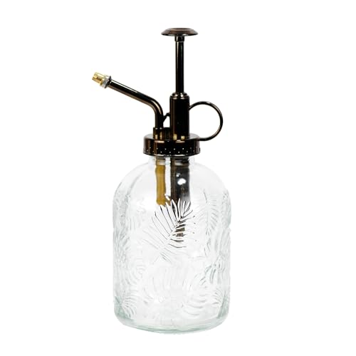 SDlumeiy Glas-Pflanzen-Sprühflasche, Glasblatt-Druck, einhändige Gießkanne mit antikem Messing-Kunststoff, einhändige Pumpe, 19 cm hoch, für Innen- und Außenbereich, kleine Sprühflasche (transparent) SDlumeiy Glas-Pflanzen-Sprühflasche, Glasblatt-Druck, einhändige Gießkanne mit antikem Messing-Kunststoff, einhändige Pumpe, 19 cm hoch, für Innen- und Außenbereich, kleine Sprühflasche (transparent)