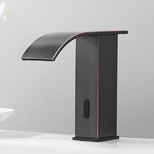 Grifo de lavabo automático con sensor negro retro para agua fría y caliente en baños modernos