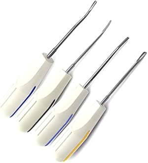 MEDSPO Professional Dental Instruments Osteotome Periotome Luxating Elevator Implant | Orthodontic PDL Teeth | Surgical Root Extraction Spreading (White plastic Elevator set of 8)