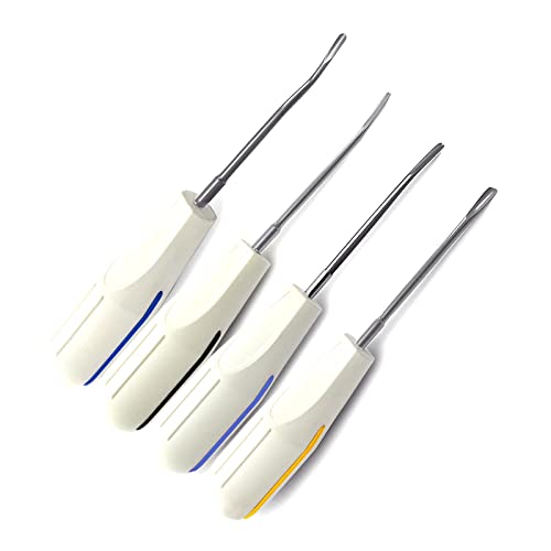 MEDSPO Professional Dental Instruments Osteotome Periotome Luxating Elevator Implant | Orthodontic PDL Teeth | Surgical Root Extraction Spreading (White plastic Elevator set of 8)