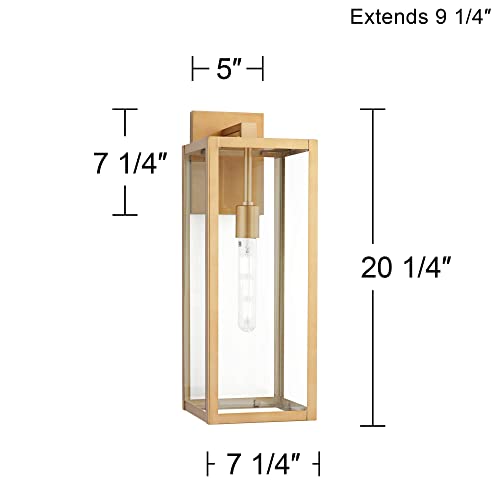 John Timberland 98Y75 (SOFT GOLD) Titan 20 1/4 Inch High Modern Outdoor Wall Light Fixture Mount Porch House Exterior Outside Lantern Edison Bulb Soft Gold Finish Clear Glass Shade Front Door Patio Garage Home Deck thumb #3