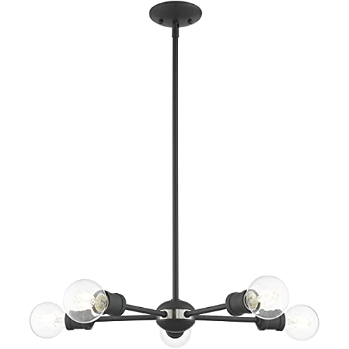 Image of Livex Lighting 46135-76 5 Light Scandinavian Gray Chandelier