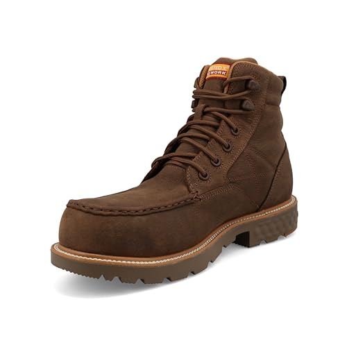 Image of Twisted X Men's 6 inch Work Boot, Moc Toe Nano Toe with CellStretch, Oak, 7 W