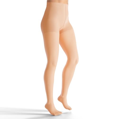 Image of JOBST UltraSheer Waist-High Compression Stockings for Women - Closed Toe - Medical Compression 20-30 mmHg - For Varicose and Spider Veins - Helps Prevent Swelling - Natural, Large