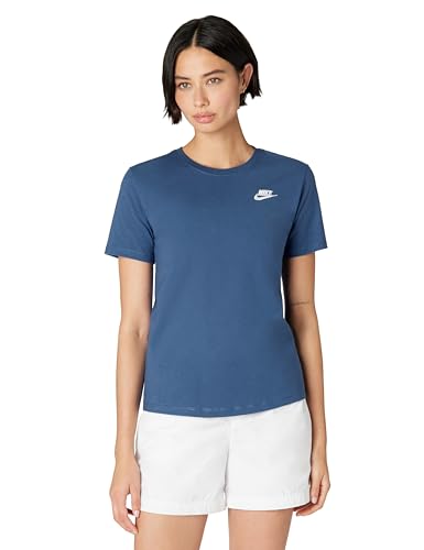 Nike Womens Sportswear Club Essentials T-Shirt Mystic Navy/White Large