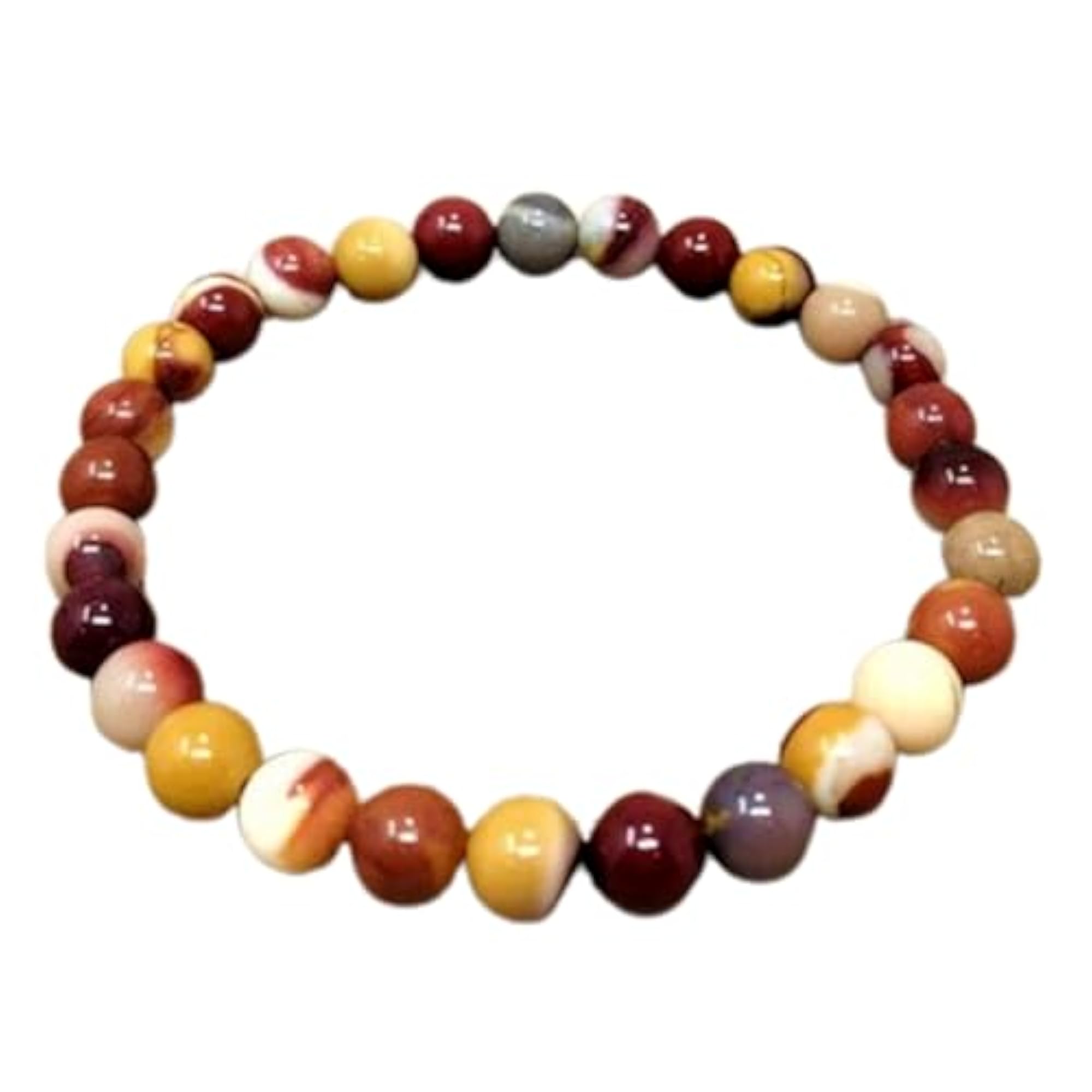 Natural Mookaite Jasper 6mm Round Bead Stretchable Bracelet, Unisex