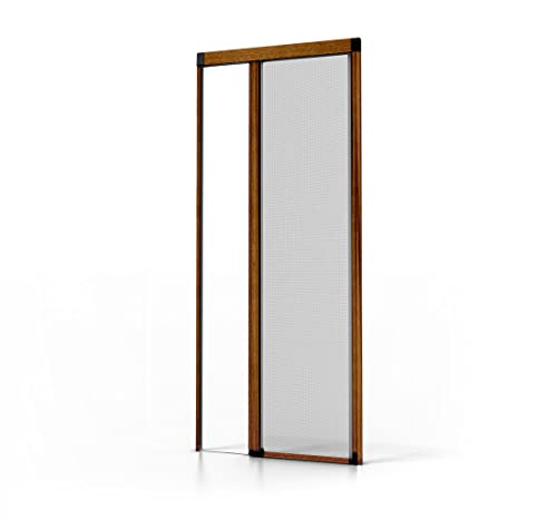 Mosquitera enrollable para puerta de lujo de aluminio – roble dorado – 1400 x 2300 mm