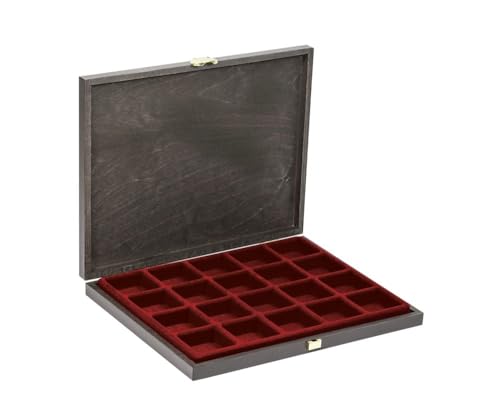 Coffret en bois massif LINDNER Carus-1 plateau rouge 20 alvéoles