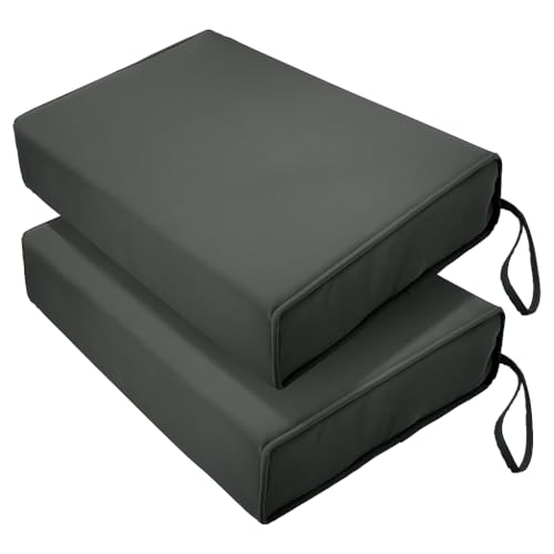 Codi 2 Pack Stadium Seat Cushion - 3'' Thick Waterproof Portable Bleacher Pads with Handle, Lightweight Foam Chair Cushions for Outdoor Games and Sports, Grey