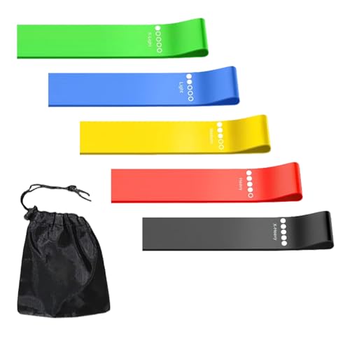 Resistance band Portable resistance bands for workout Natural latex material Heavy 5 different resistance levels For Strength Training&Fitness Workouts Pilates Yoga Physical Therapy Fitness (five1)