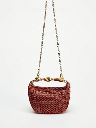Straw Crossbody Bags for Women, Beach Woven Handbag Summer Chic Crescent Shoulder Purses with Adjustable3