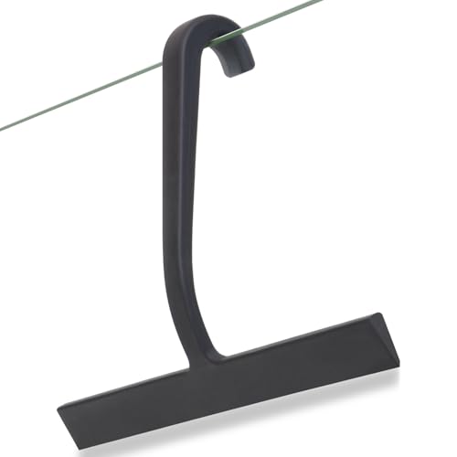Image of Shower Squeegee for Glass Doors - 10 inch Silicone Squeegee with Built-in Hook, One-Piece Seamless Design, Streak-Free & No-Scratch Window Cleaner for Bathroom, Mirrors & Tiles Black