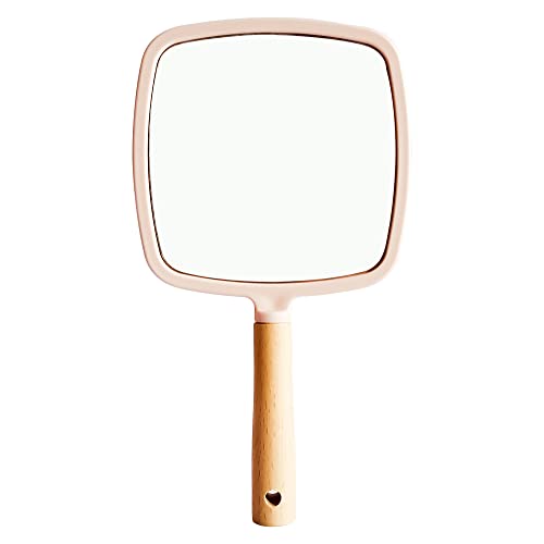 Image of Single Sided Handheld Vanity Mirror for Travel | Portable Face Mirror with Comfy Handle & Hanging Hole | Small Rectangular Makeup Hand Mirror for Men & Women (Multicolor, 25 x 14 cm) Square