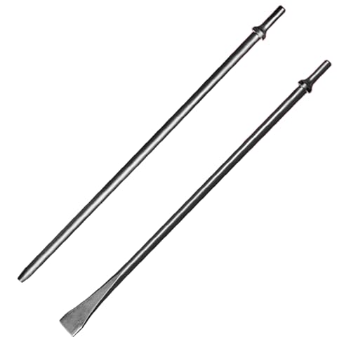Image of Pneumatic Taper Punch and Air Cold Chisel Set, 3 /8 inch x 18 inch Point Tip，3 /4 inch x 18 inch Flat Chisel, 0.401 Inch Shank Air Tool Suitable for Air Hammer, Cr-Mo Alloy Steel
