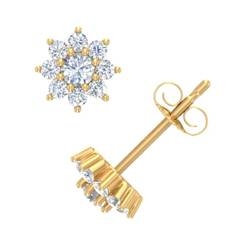 1/3 Carat Diamond Cluster Stud Earrings in 14K Gold2