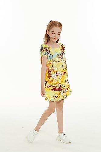 Girl Hawaiian Simple Muumuu Dress in Sunset and Dolphin3