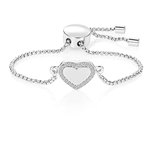 Hartvormige armband voor dames, zilveren armband met strassteentjes, voor tieners, meisjes, vrouwen, roestvrij staal, eenvoudig verstelbaar, liefdesarmbanden, sieraden, cadeau voor beste vriendin, Kerstmis, verjaardag