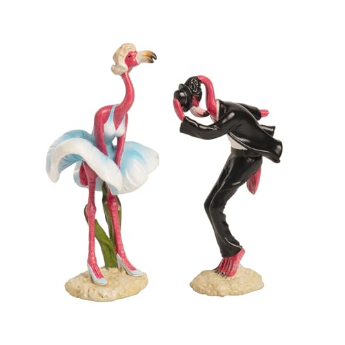 Bechivie Dancing Pink Flamingo Decor Figurine, Wedding Anniversary Decor Prom Decoracion Table Centerpiece Cake Topper, Flamingo Party Romantic Gift Mantel Home Bedroom