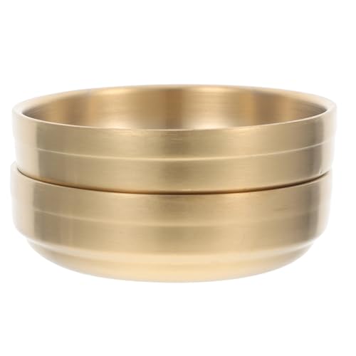FUNOMOCYA 2 piezas Platos de Acero Inoxidable para Condimentos y Aperitivos Diseño Elegante Dorado Versátiles para Kimchi Salsas y Arroz Duraderos y Fáciles de Limpiar para Cocina y Mesa