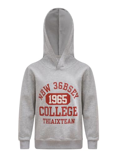 Kids Boys Long Sleeve Loose Hooded Sweatshirt Letter Print Casual Pullover Top Daily Wear2